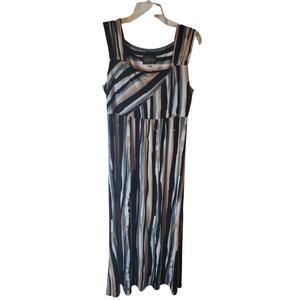 Bob Mackie Striped Square Neck Maxi Dress, Small